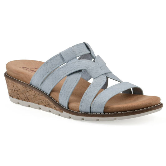 Cliffs by White Mountain Women's Tinisha Wedge Slip-on Sandals - White Embossed Size 8 - Bellso