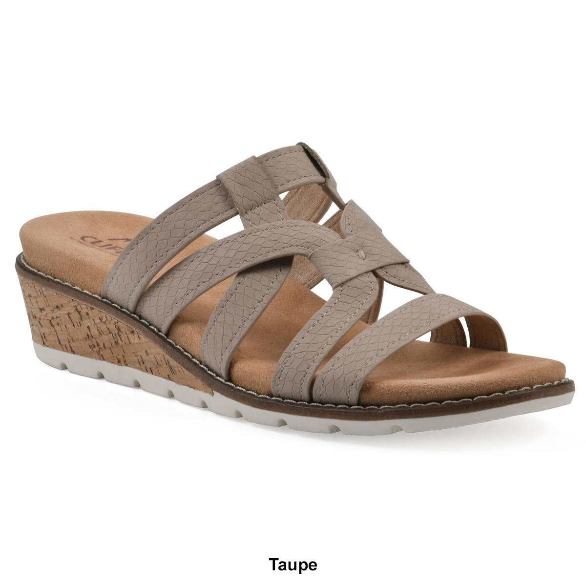 Cliffs by White Mountain Women's Tinisha Wedge Slip-on Sandals - White Embossed Size 8 - Bellso
