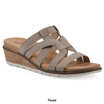 Cliffs by White Mountain Women's Tinisha Wedge Slip-on Sandals - White Embossed Size 8 - Bellso