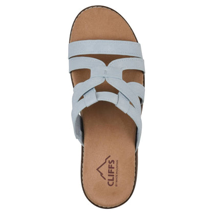 Cliffs by White Mountain Women's Tinisha Wedge Slip-on Sandals - White Embossed Size 8 - Bellso