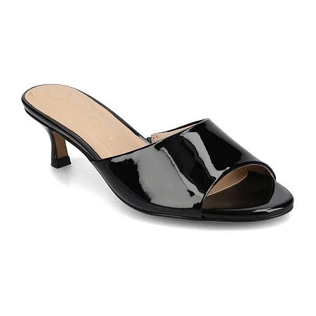 Journee Collection Women's Jeylah Kitten Heel Dress Sandals - Patent, Black 9-1/2 M - Bellso