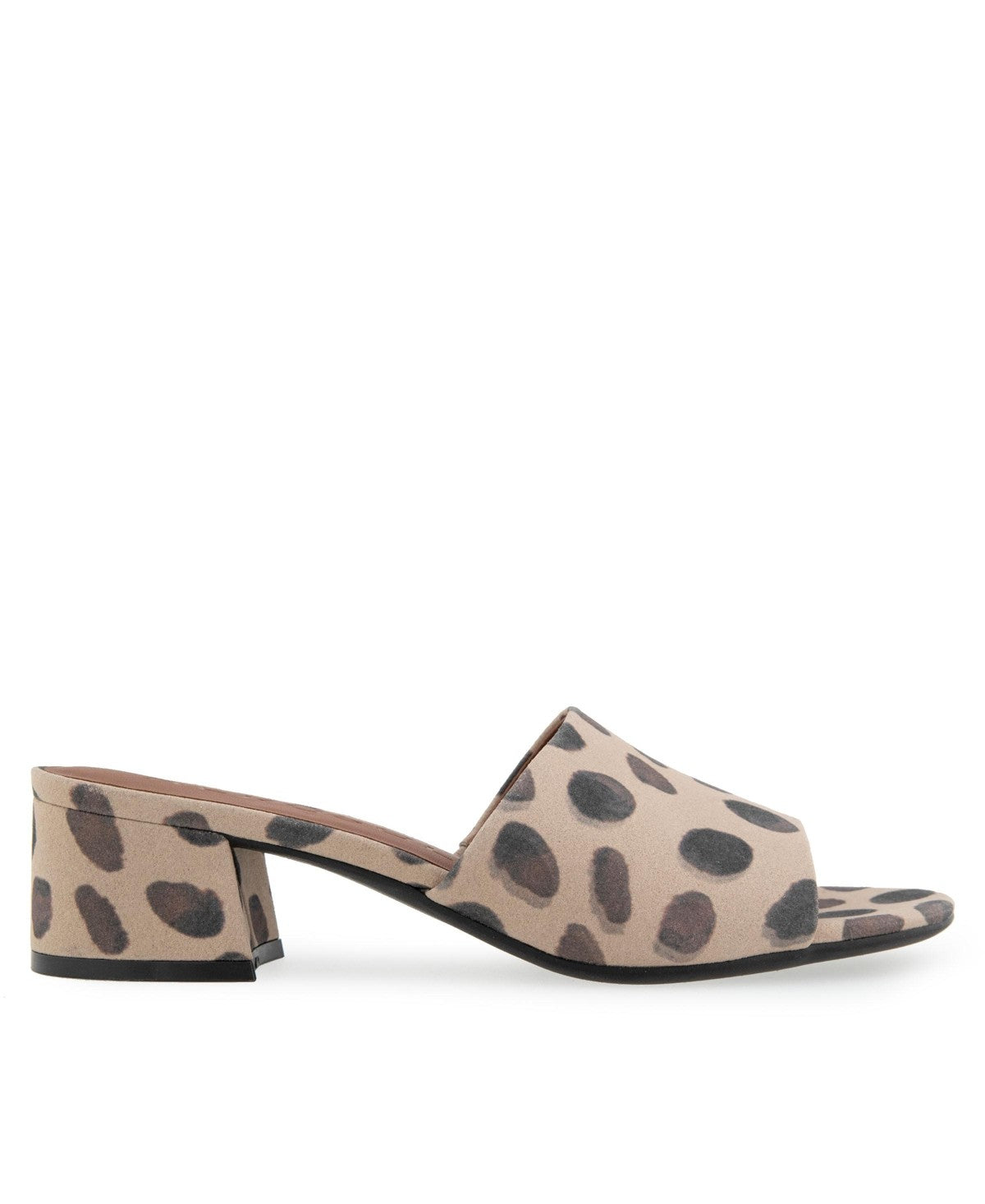 Aerosoles Women's Como Round Toe Slide Sandals - Natural/Brown Spotted Faux Suede 7.5 M - Bellso