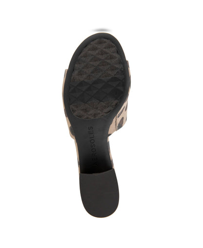 Aerosoles Women's Como Round Toe Slide Sandals - Natural/Brown Spotted Faux Suede 7.5 M - Bellso