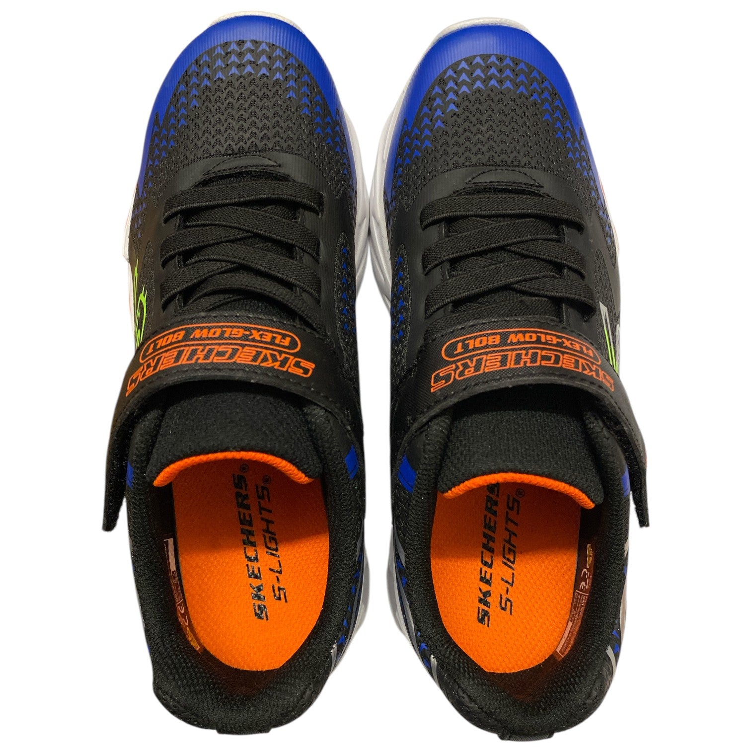 Skechers Boys Flex-Glow Bolt Light-up Stretch Laced Sneaker Size 3 - Bellso