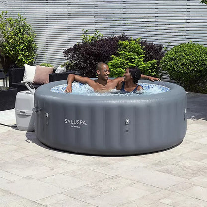 SaluSpa Corsica Energy-Saving Smart AirJet Inflatable Hot Tub, 77" X 28", Gray