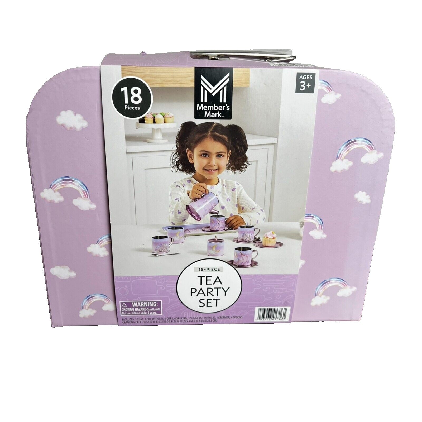 Member's Mark Purple Rainbow Tin Tea Set 18 Pc - Bellso