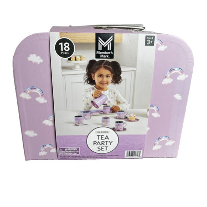 Member's Mark Purple Rainbow Tin Tea Set 18 Pc - Bellso