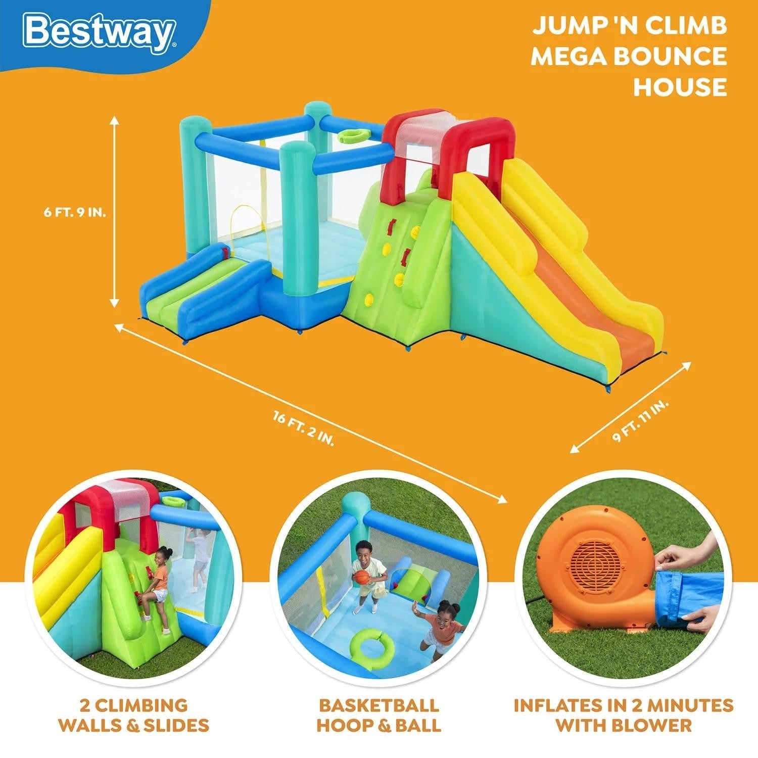 Bestway Jump 'n Climb Kids Inflatable Mega Bouncer - Bellso