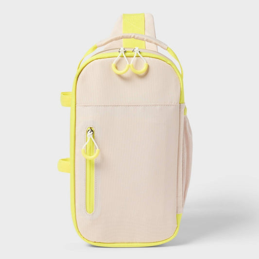 6 Cans/4.5qt Soft Sided Cooler - Sun Squad™ Beige/Yellow: Compact Recycled Polyester