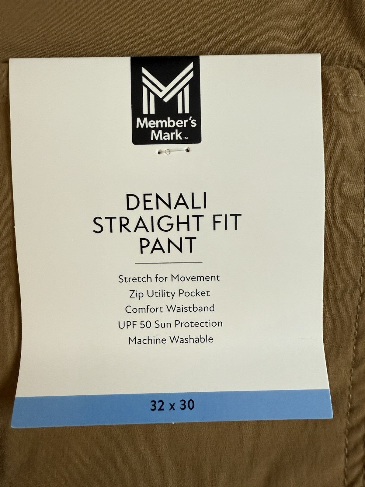 Member's Mark Men's Lightweight Comfort Waistband Straight Fit Denali Pant