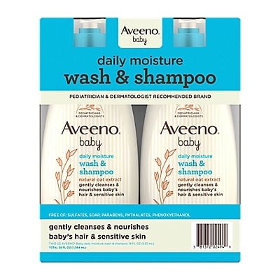 Aveeno Baby Daily Moisture Body Wash & Shampoo with Natural Oat Extract  2 Pk./18 Fl. Oz - Bellso