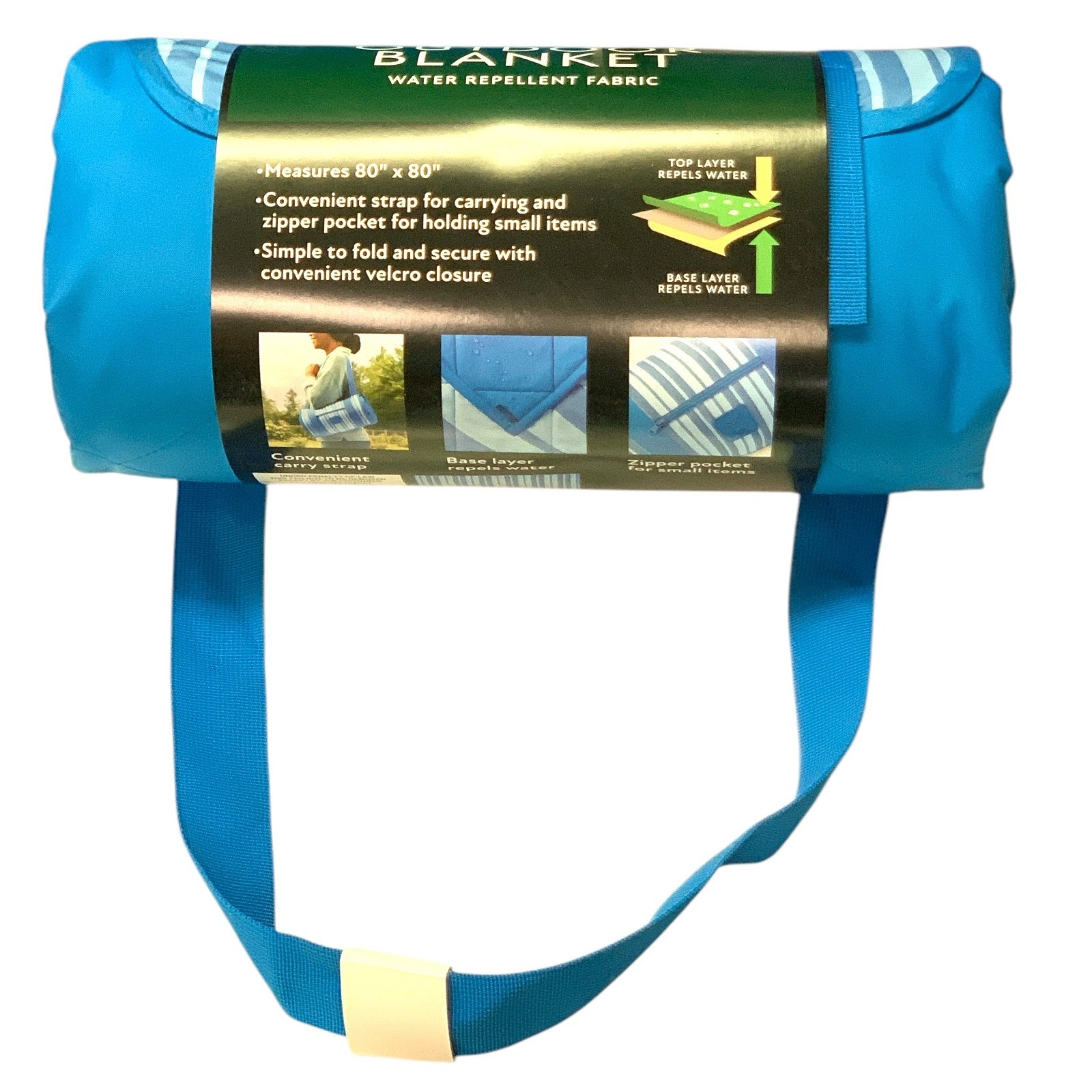 Member's Mark Water Resistant Outdoor Blanket with Zipper Pocket, 80"x80 - Bellso