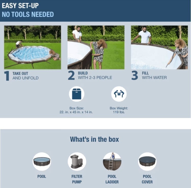 BESTWAY Large Above-Ground Swimming Pool Set 18' X 48" Ladder Filter Pump Cover - Bellso