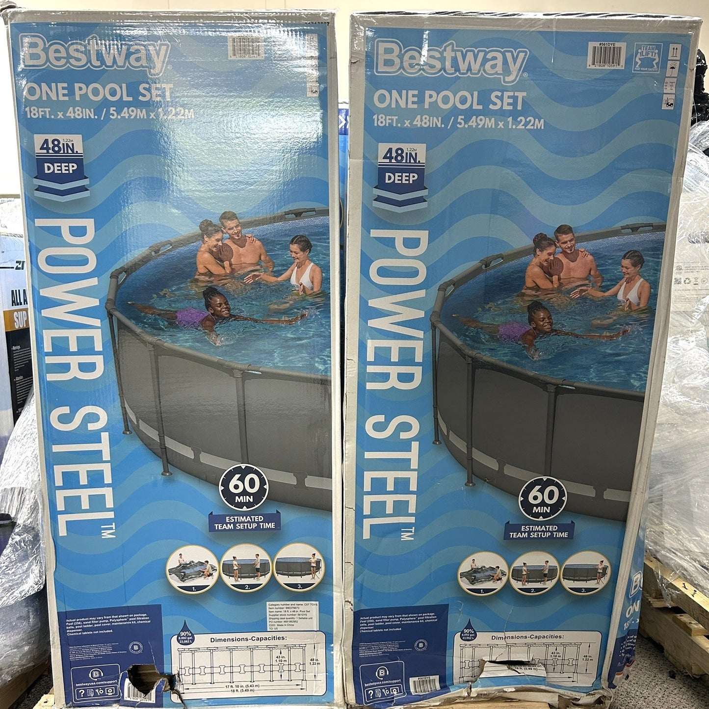 BESTWAY Large Above-Ground Swimming Pool Set 18' X 48" Ladder Filter Pump Cover - Bellso