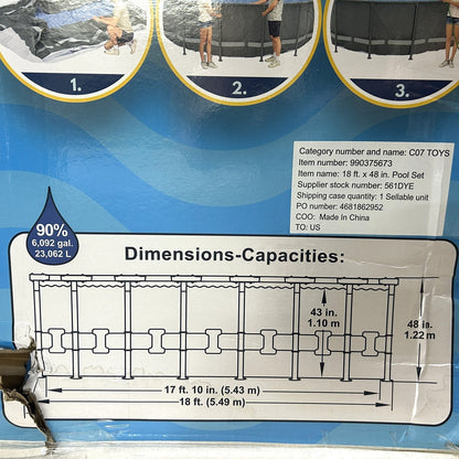 BESTWAY Large Above-Ground Swimming Pool Set 18' X 48" Ladder Filter Pump Cover - Bellso