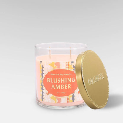 2-Wick Clear Glass Blushing Amber Lidded Jar Candle 15.1oz - Opalhouse™ - Bellso