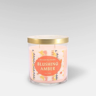 2-Wick Clear Glass Blushing Amber Lidded Jar Candle 15.1oz - Opalhouse™ - Bellso