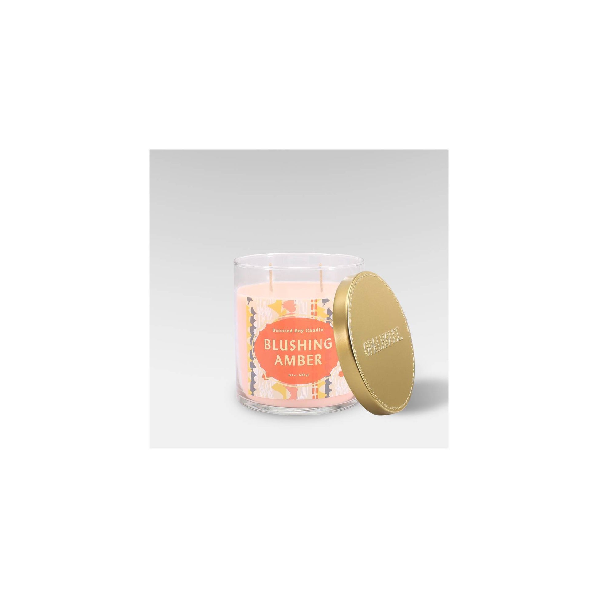 2-Wick Clear Glass Blushing Amber Lidded Jar Candle 15.1oz - Opalhouse™ - Bellso