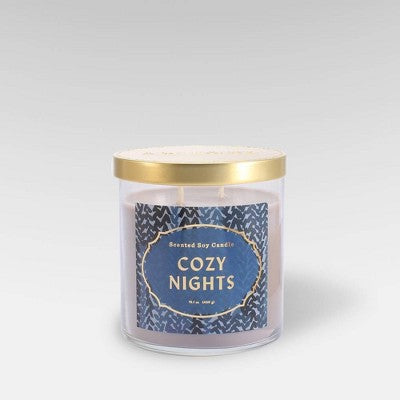 2-Wick Clear Glass Cozy Nights Lidded Jar Candle Gray 15.1oz - Opalhouse™ - Bellso