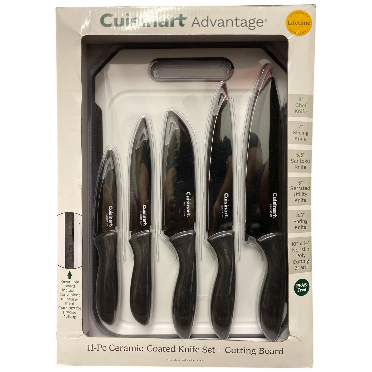 Cuisinart 11-Piece Ceramic Coated Stainless Steel Knife Set with Cutting Board