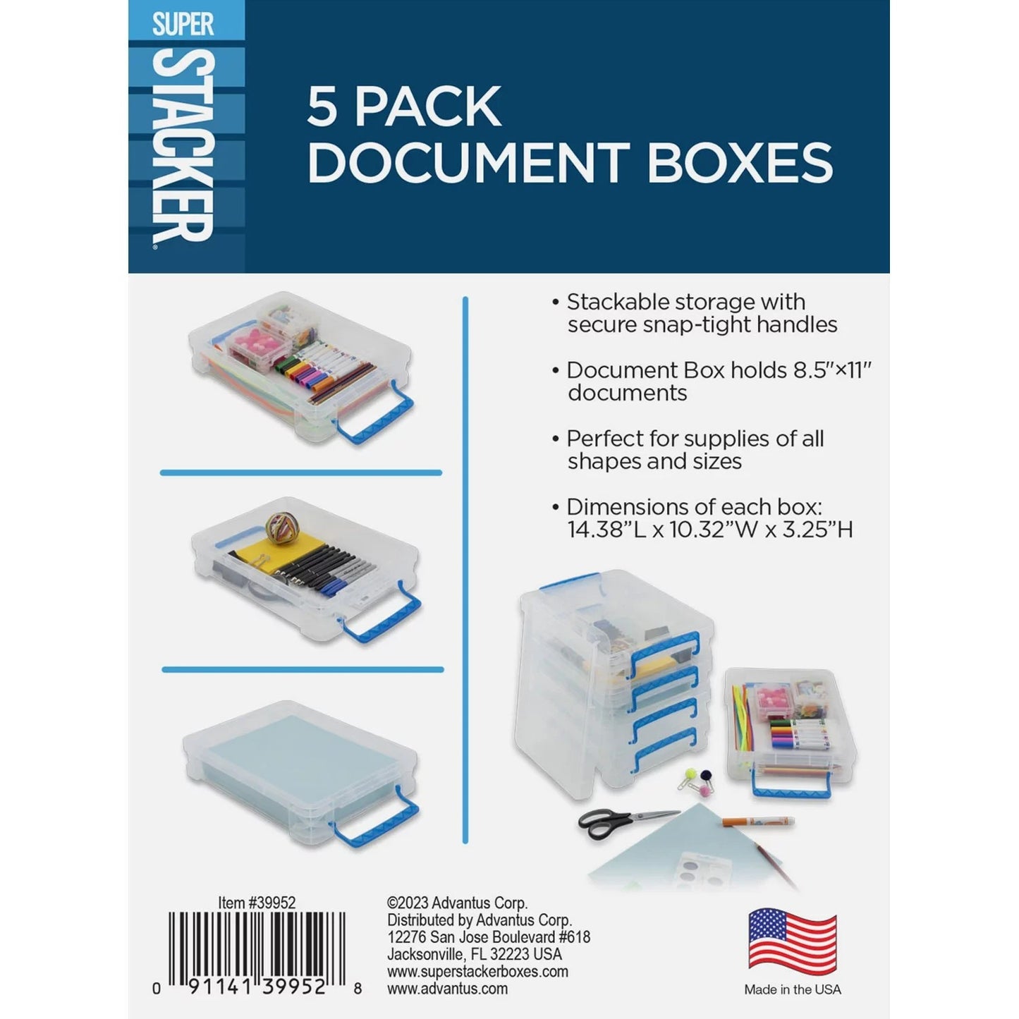 Super Stacker, Document Boxes, Clear, 10 Pack