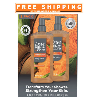 Dove Men+Care Sandalwood Body Wash, 26 Fl. Oz., 2 Pk