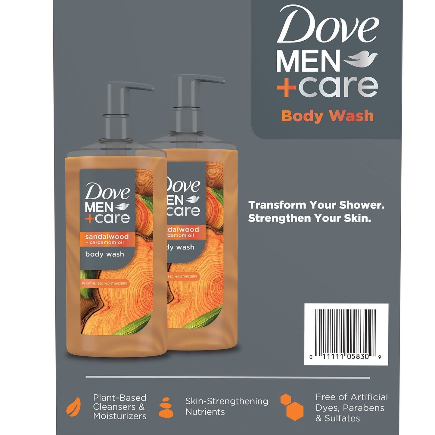 Dove Men+Care Sandalwood Body Wash, 26 Fl. Oz., 2 Pk