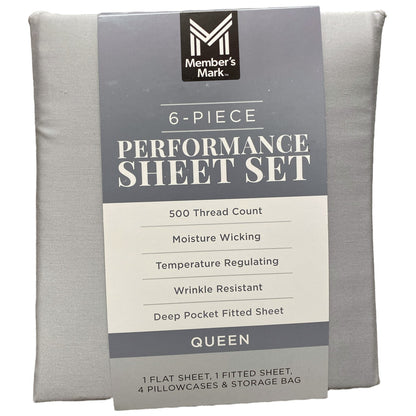 Member's Mark 500 Thread-Count Performance Sheet Set, 6 Piece, Queen - Bellso