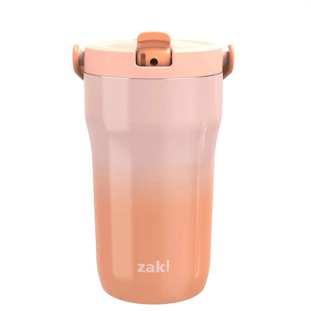 Zak Designs 14 Fl Oz Double Walled Stainless Steel Sutton Grip Tumbler - Light Pink/Orange: Insulated Drinkware for Hot & Cold Beverages
