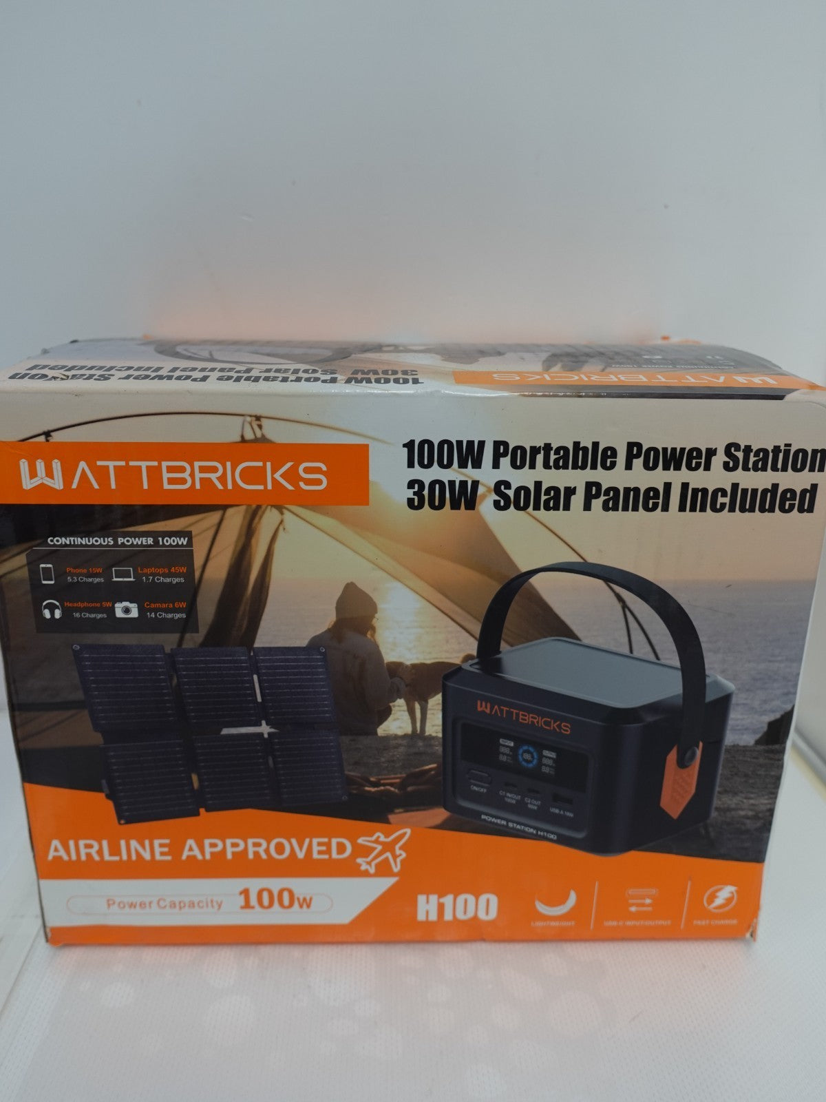 Wattbricks 100Watt Portable Power Station & 30Watt Portable Solar Panel Included