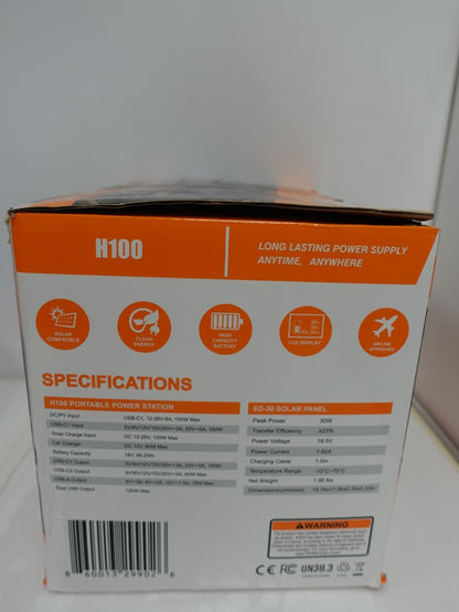 Wattbricks 100Watt Portable Power Station & 30Watt Portable Solar Panel Included