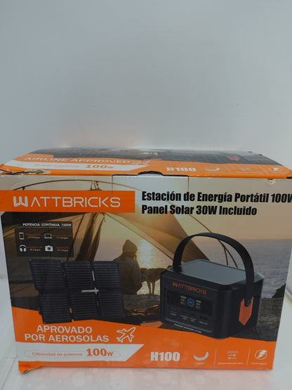 Wattbricks 100Watt Portable Power Station & 30Watt Portable Solar Panel Included