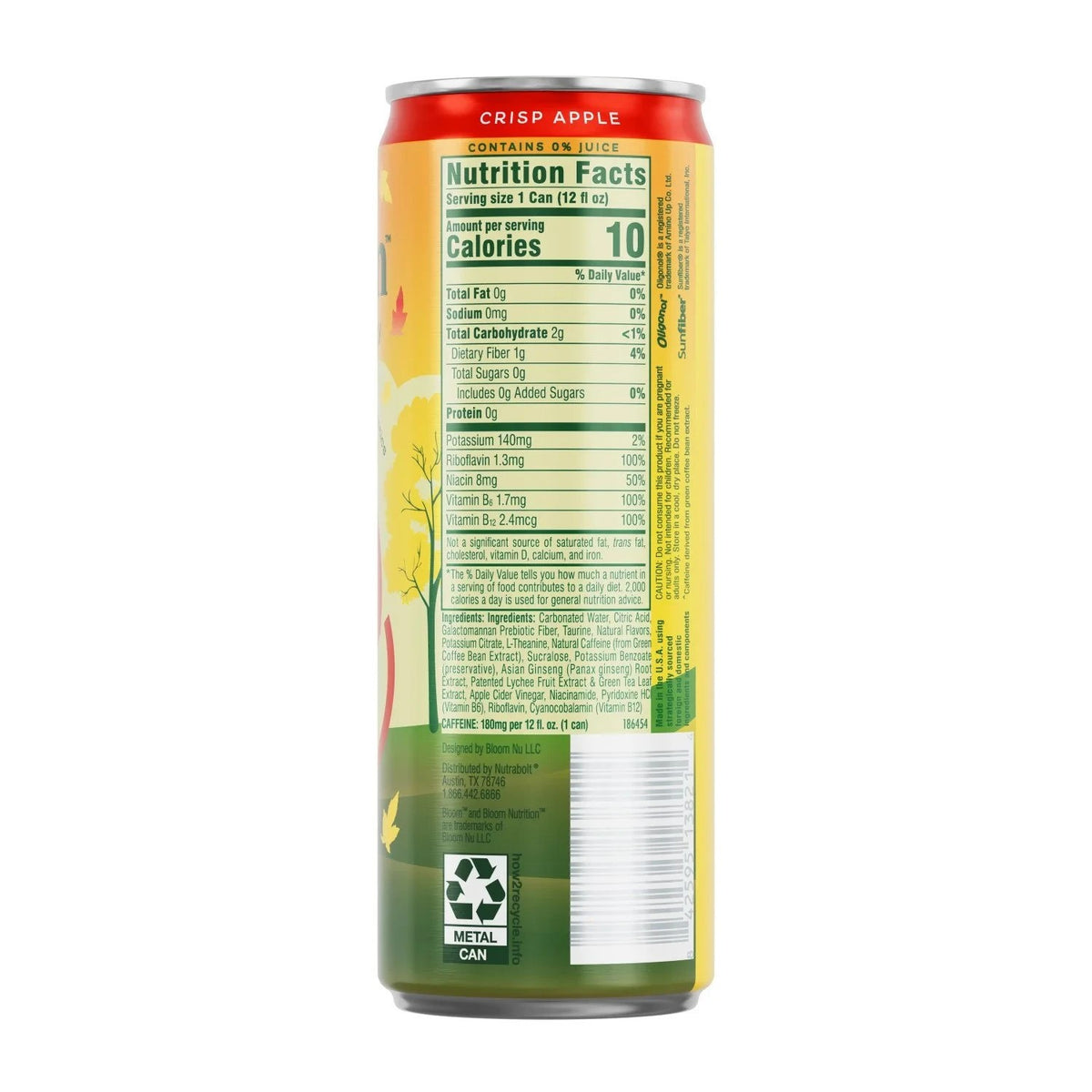 Bloom Sparkling Energy, Crisp Apple, 12 Fl. Oz