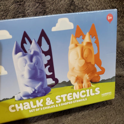 Bluey Set of 2 Chalk & 2 Stencils Ages 3+