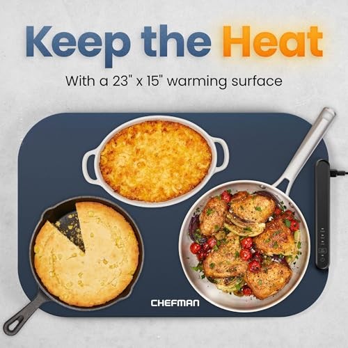 Chefman Roll N Go Food Warming Mat, Electric Warming Tray for Buffets, Parties, Holidays, 3 Temperature Settings, Easy-Clean Silicone Mat, Roll up - Bellso