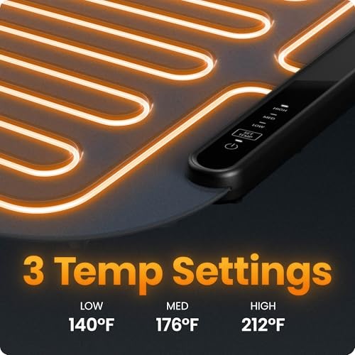Chefman Roll N Go Food Warming Mat, Electric Warming Tray for Buffets, Parties, Holidays, 3 Temperature Settings, Easy-Clean Silicone Mat, Roll up - Bellso