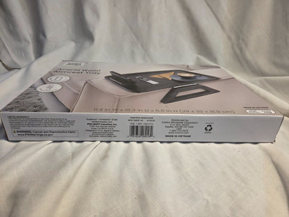 Smart Design Acacia Armrest Tray  Black  Non-Slip Sofa Arm Clip Table for Drinks  Snacks & Devices