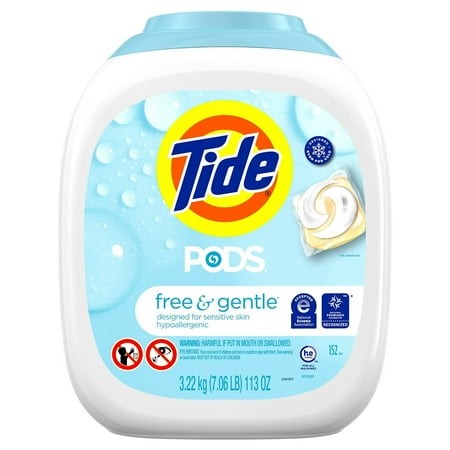 Tide PODS Laundry Detergent  Free & Gentle  HE Compatible  Unscented  152 Count