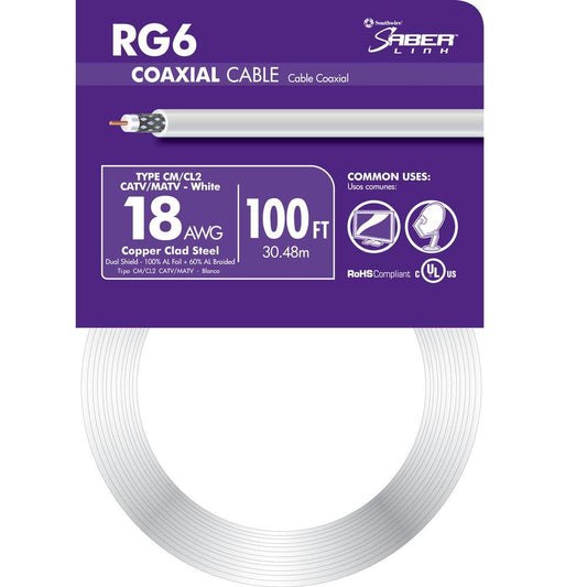 Southwire 56918343 18g Rg6 Coax White, 100 Ft - Pkg Qty 6
