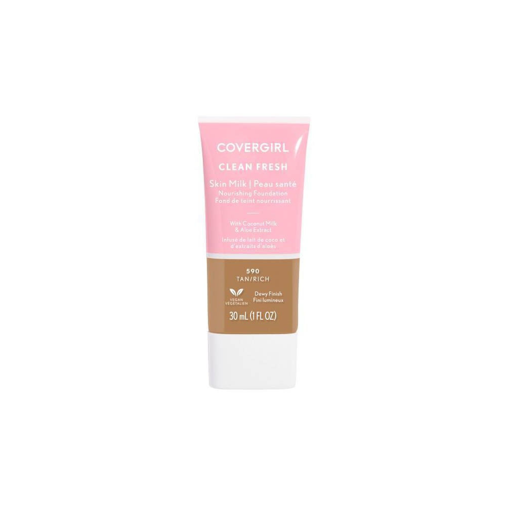 COVERGIRL Clean Fresh Skin Milk Foundation Dewy Finish - 590 Tan/Rich - 1 Fl Oz - Bellso