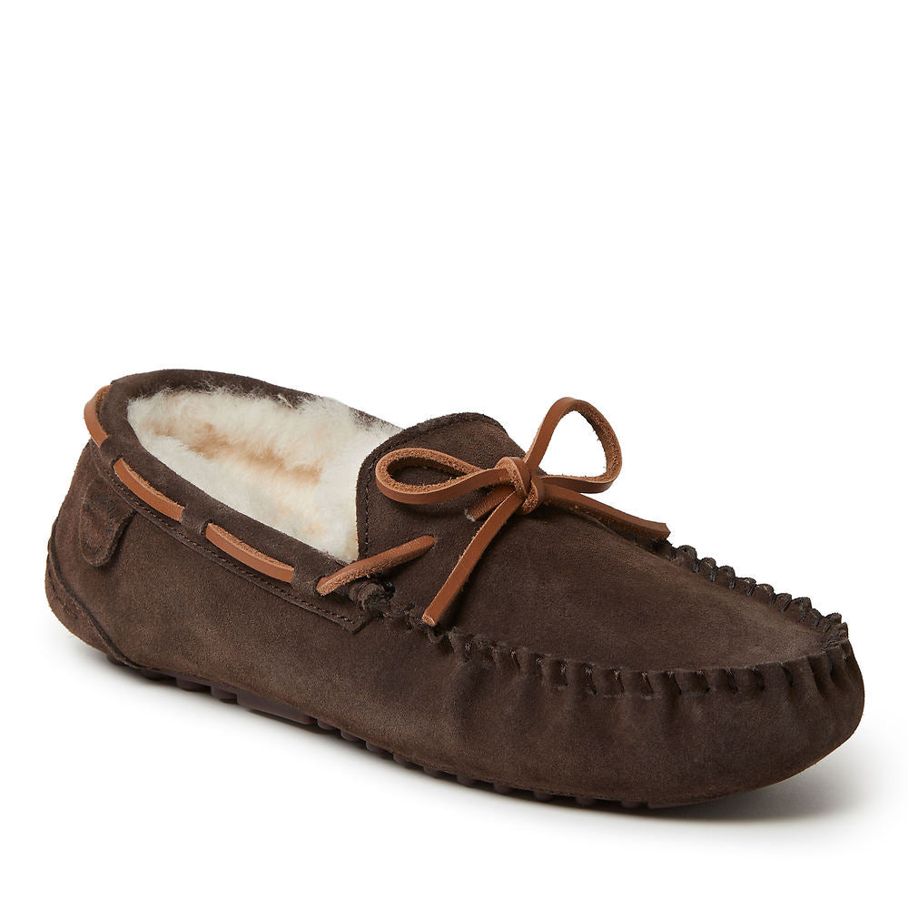 Fireside by Dearfoams Victor Shearling Men's Moccasin Slippers, Size: 11, Brown - Bellso