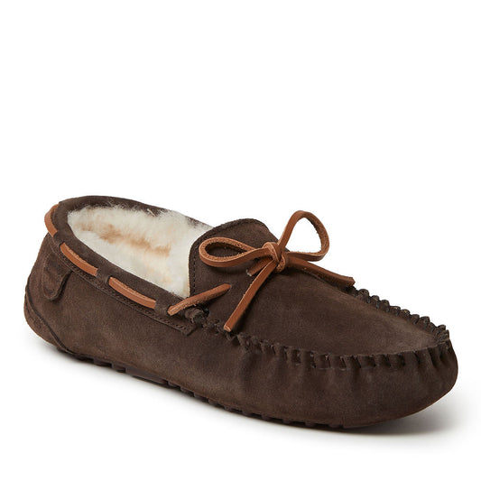 Fireside by Dearfoams Victor Shearling Men's Moccasin Slippers, Size: 11, Brown - Bellso