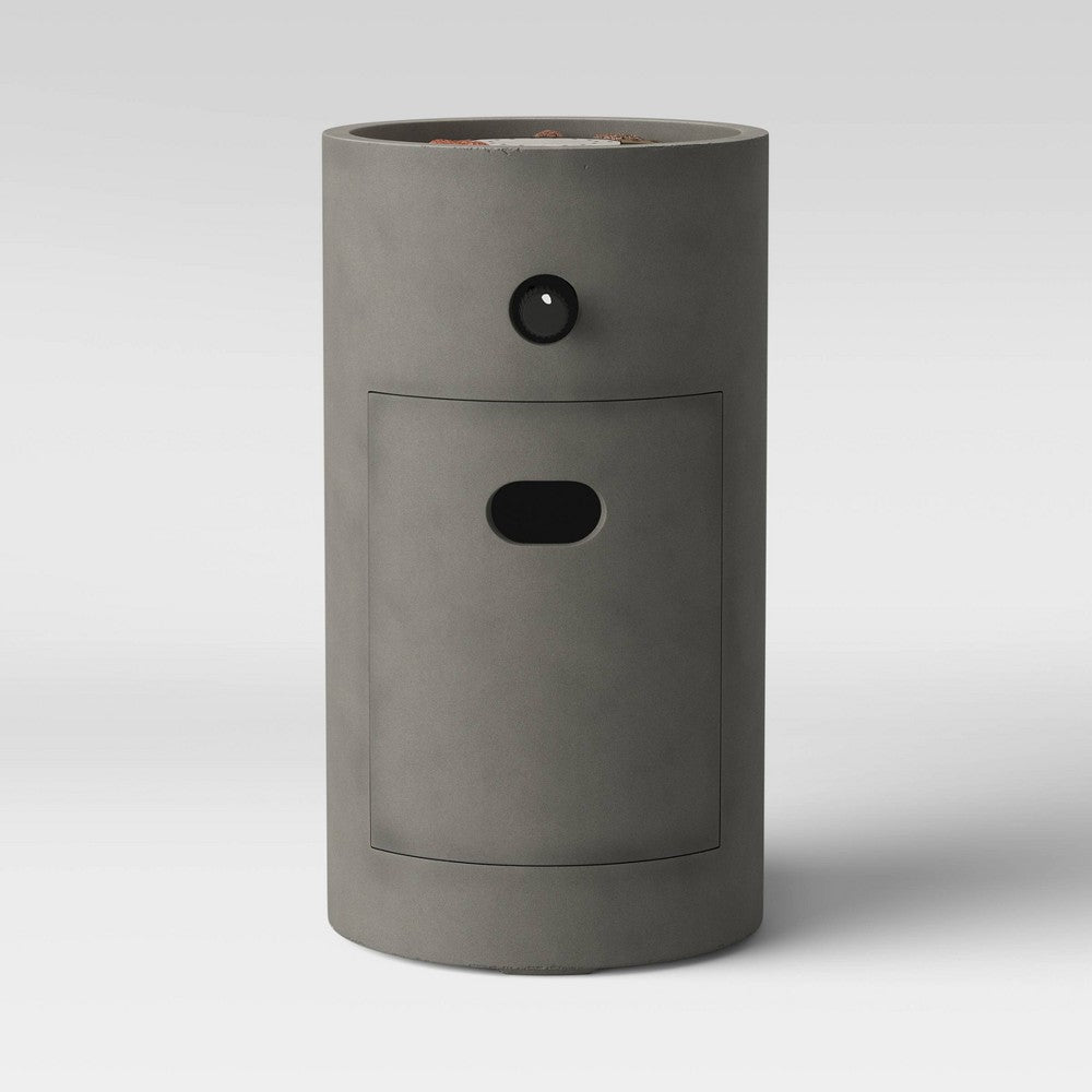 17" Pipestone Outdoor Column Fire Pit Gray - Threshold™: Modern Propane Gas Firepit with Lava Rock and Cover