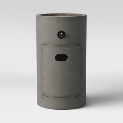 17" Pipestone Outdoor Column Fire Pit Gray - Threshold™: Modern Propane Gas Firepit with Lava Rock and Cover