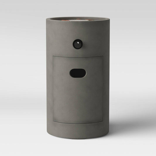 17" Pipestone Outdoor Column Fire Pit Gray - Threshold™: Modern Propane Gas Firepit with Lava Rock and Cover