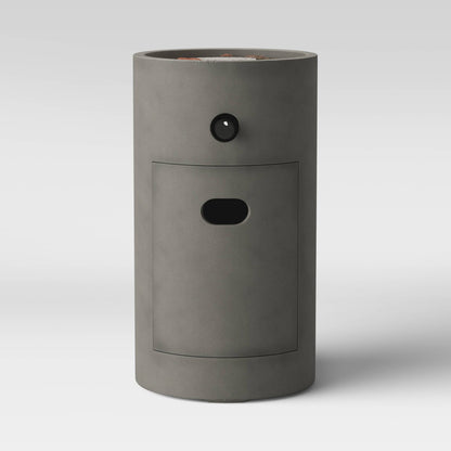 17" Pipestone Outdoor Column Fire Pit Gray - Threshold™: Modern Propane Gas Firepit with Lava Rock and Cover