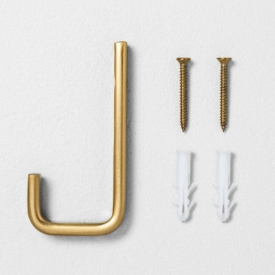 Bath Hook Brass - Hearth & Hand™ with Magnolia: Wall-Mounted, Robe Hanging, Gold Finish, Includes Hardware - Bellso