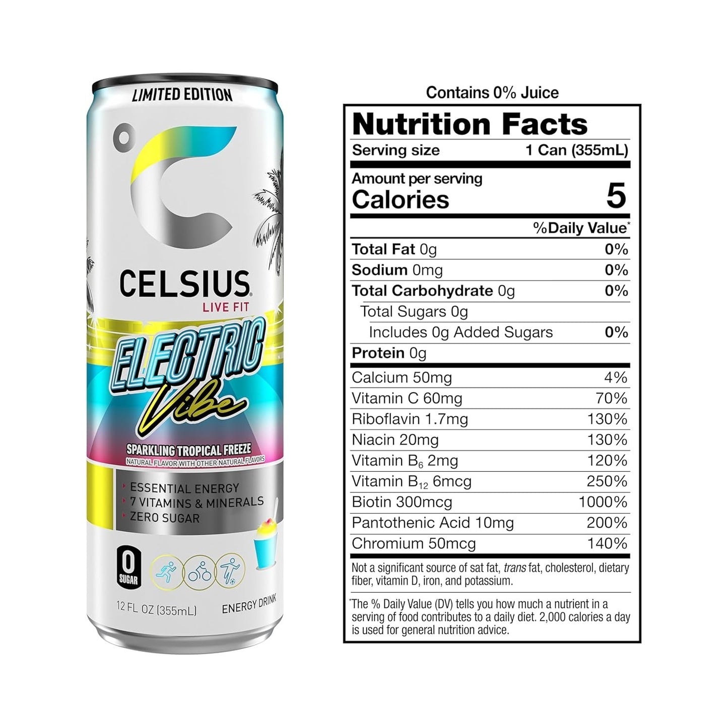 Celsius Sparkling Electric Vibe Energy Drink 12oz 12 Pack Functional Boost