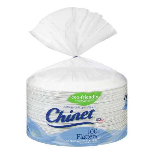 Chinet Classic White 12-5/8 X 10 Inch Platters 100 Ct Bag