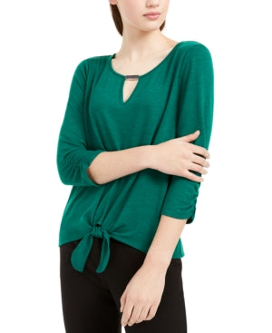 BCX Women S Textured Tie-Front Top Bright Green Size Medium - Bellso